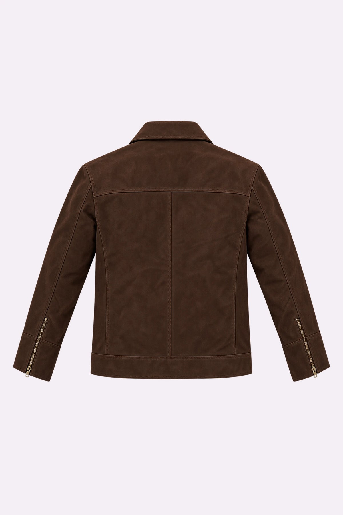 Real Dark Brown Suede Zip-Up Jacket