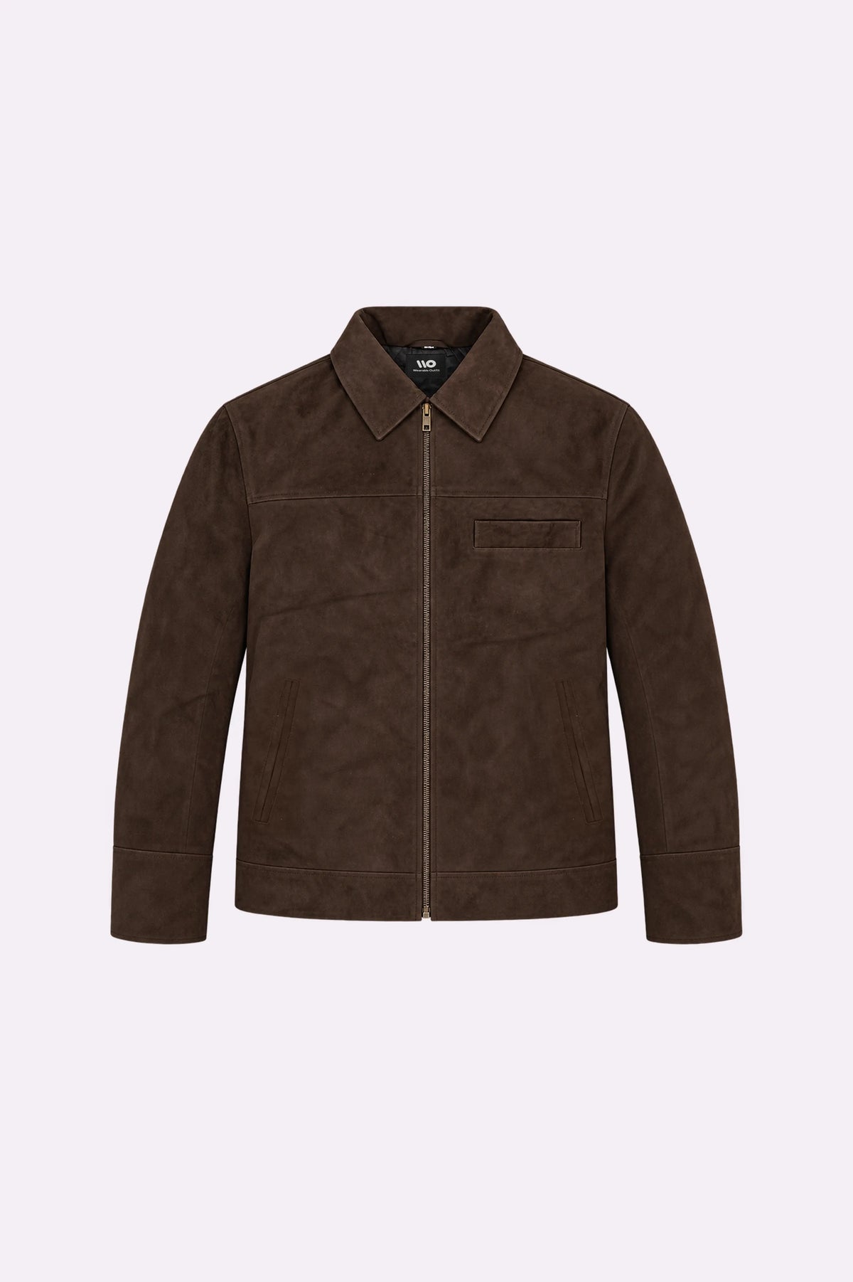 Real Dark Brown Suede Zip-Up Jacket