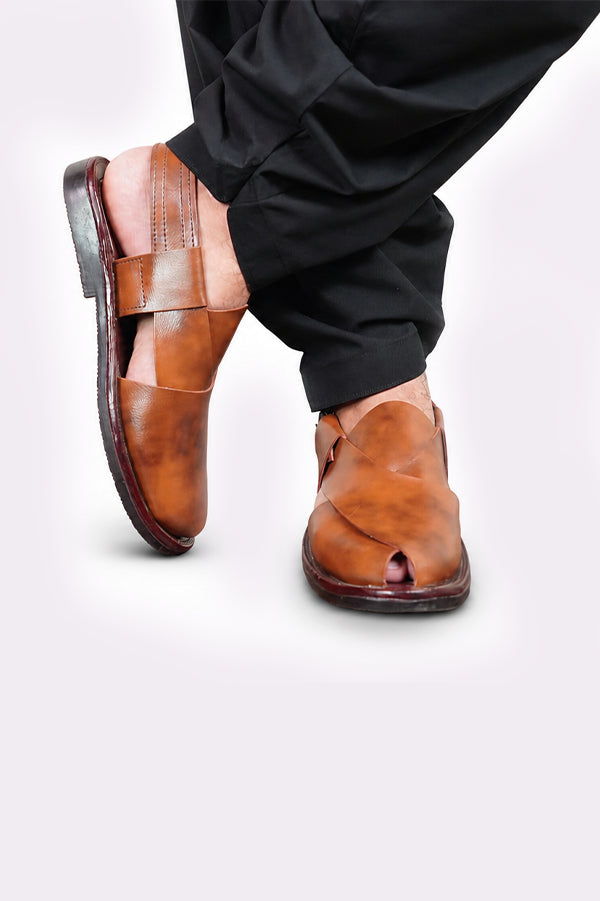Handcrafted Mustard Leather Peshawari Chappal