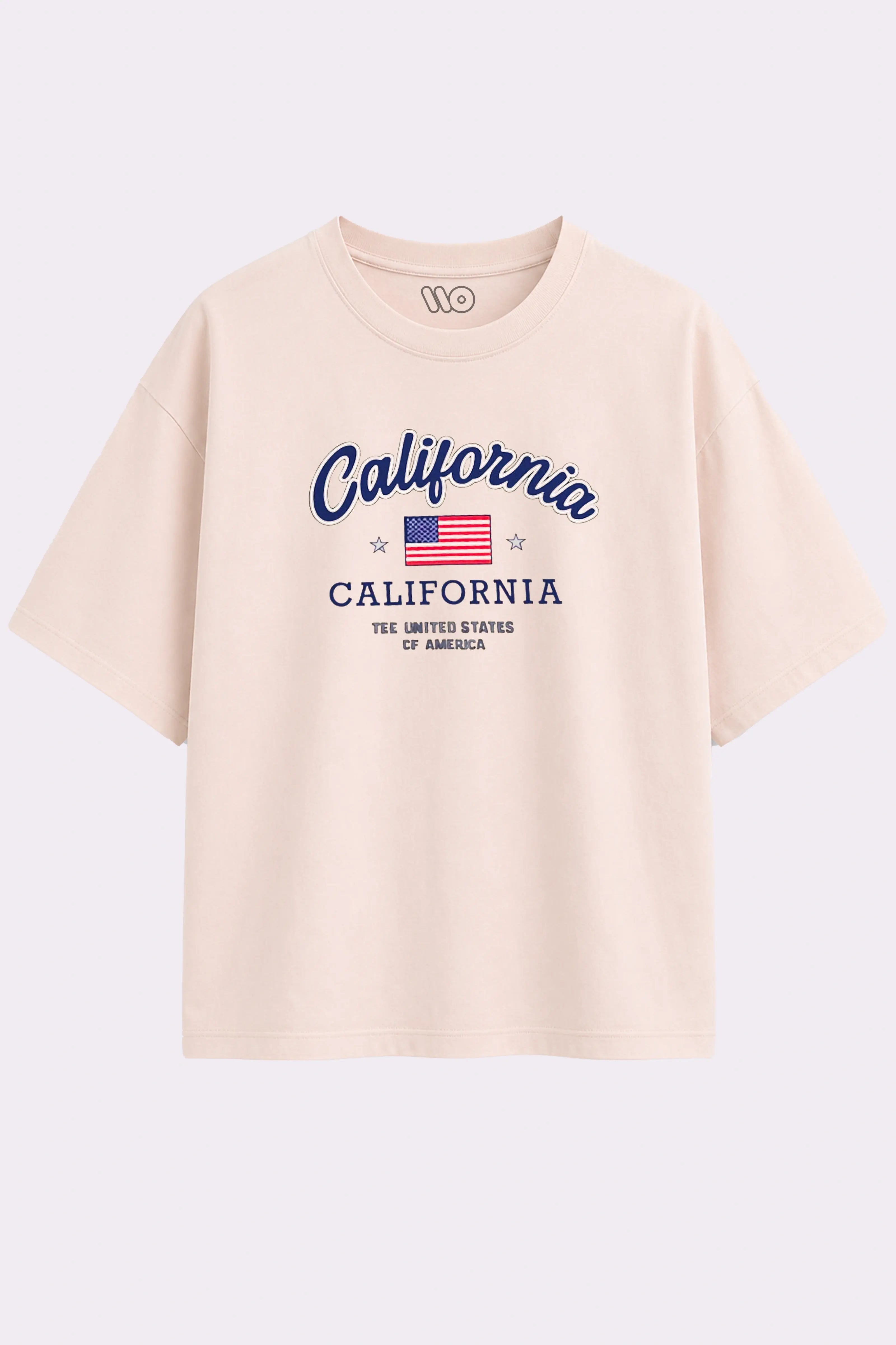 California Graphic Beige Oversized T-Shirt