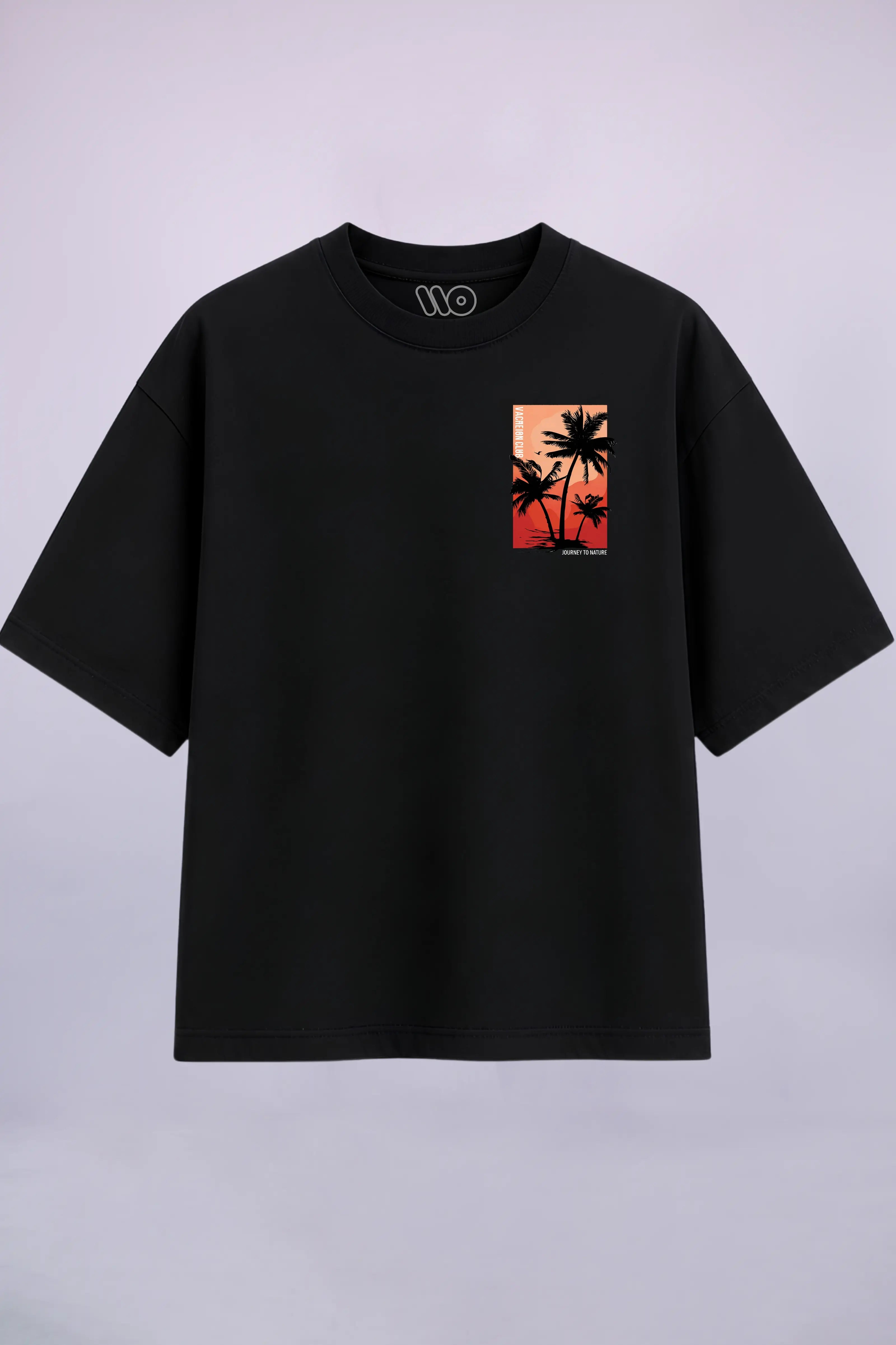 Palm Tree Sunset Black Oversized T-Shirt
