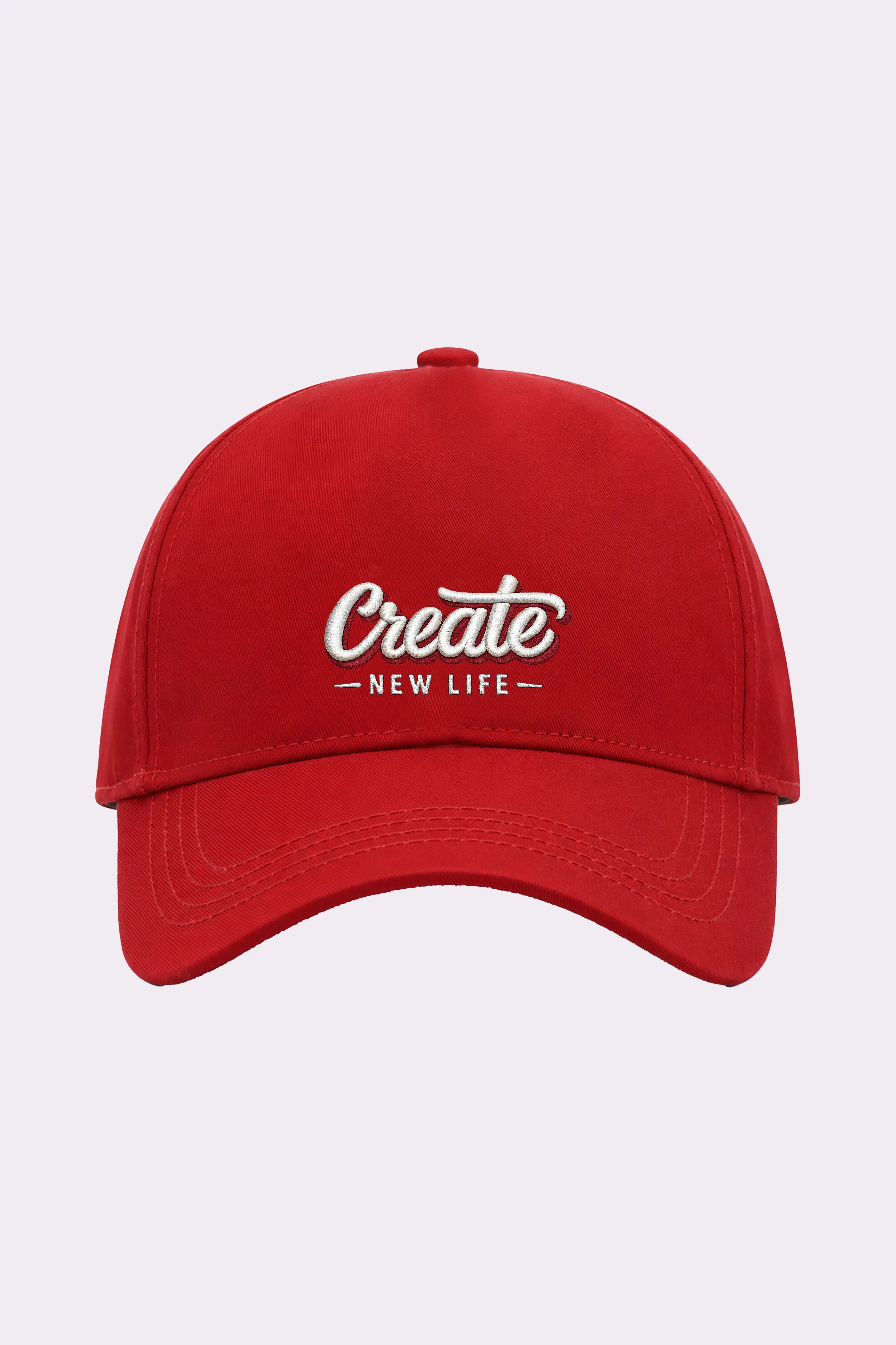 Create New Life Red Embroidered Cap