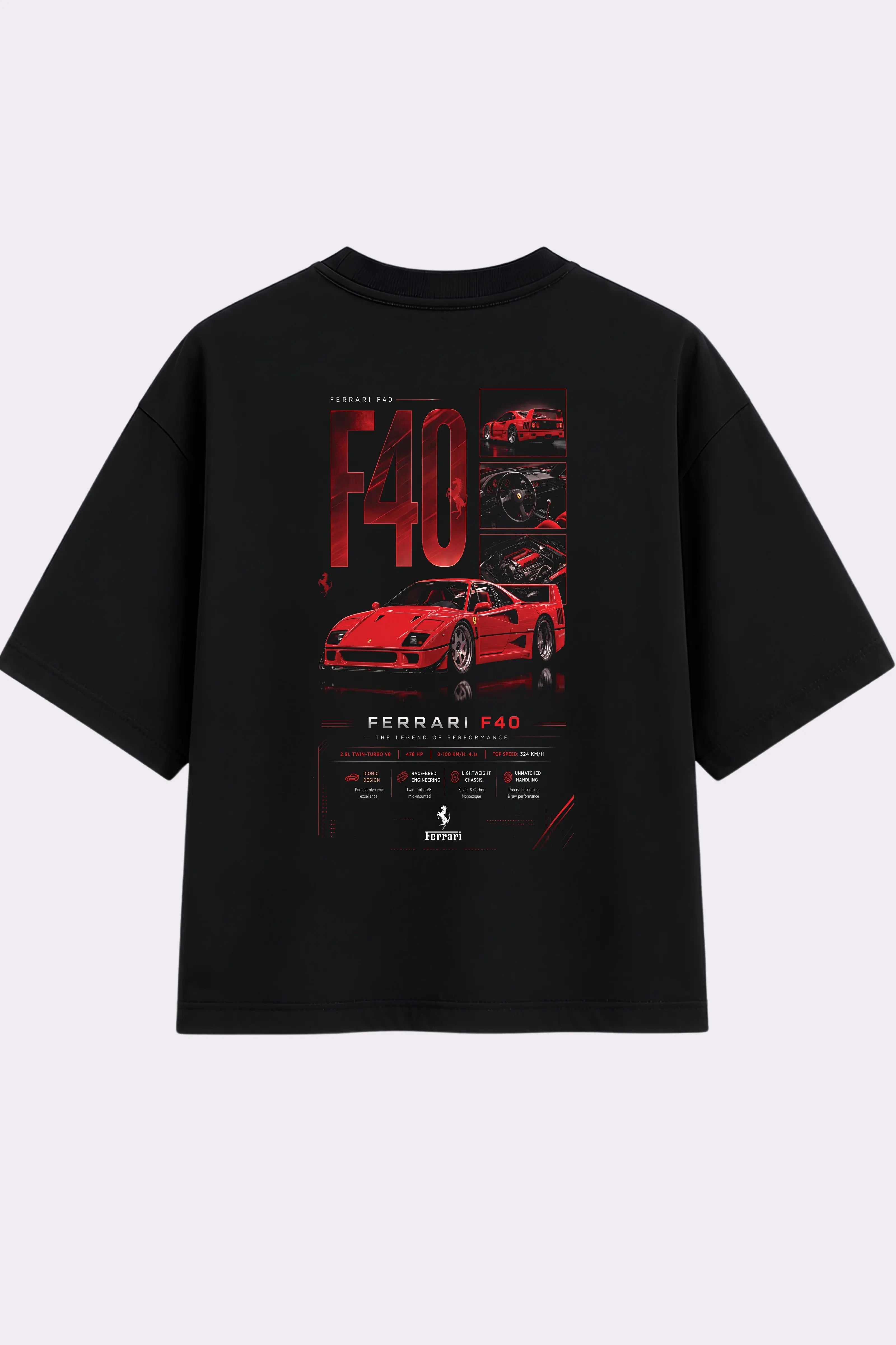 Sports Car Black Oversized T-Shirt