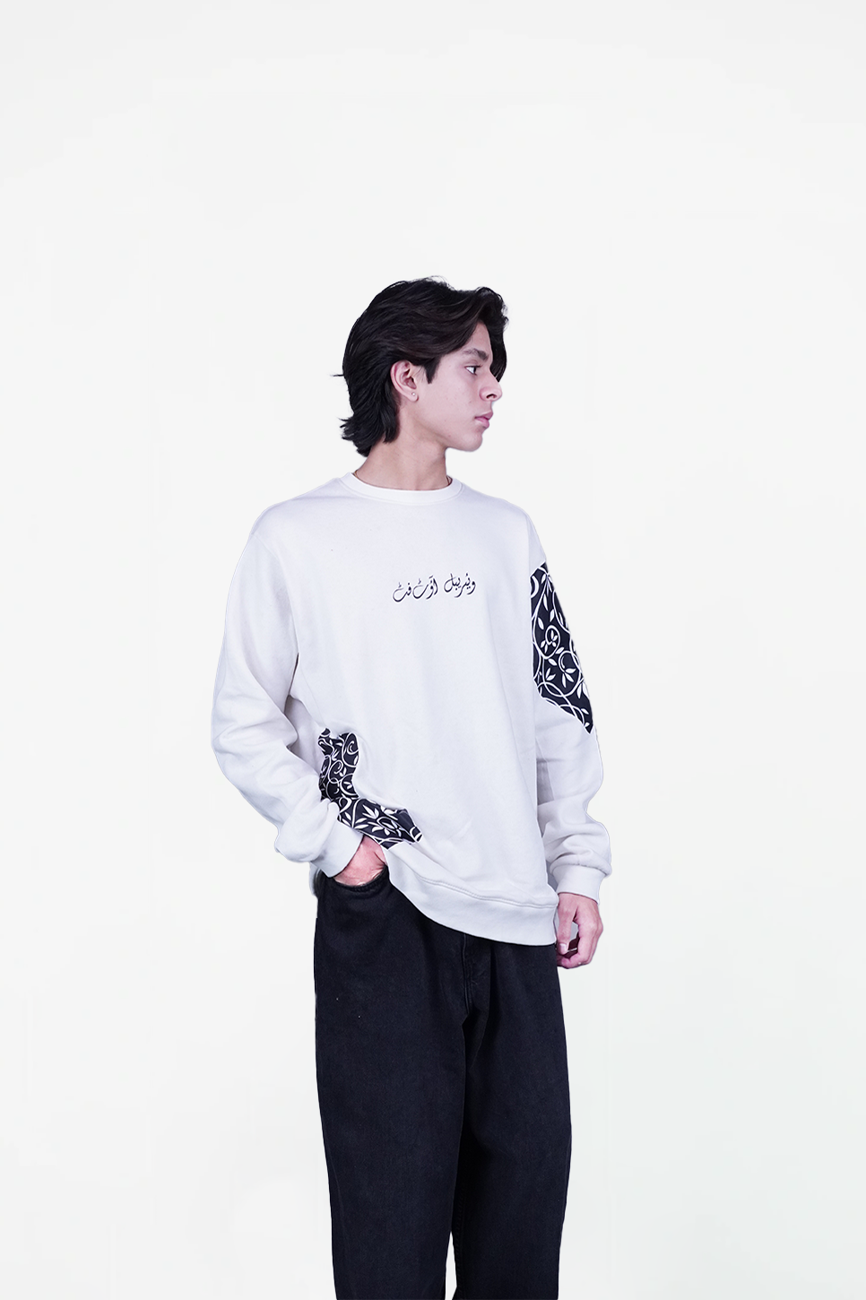 floral white sweatshirt