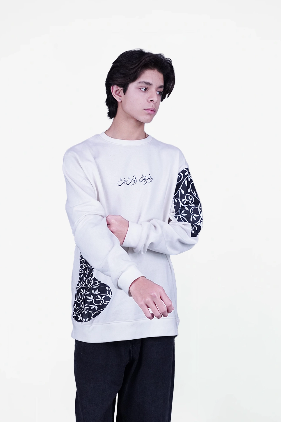 floral white sweatshirt