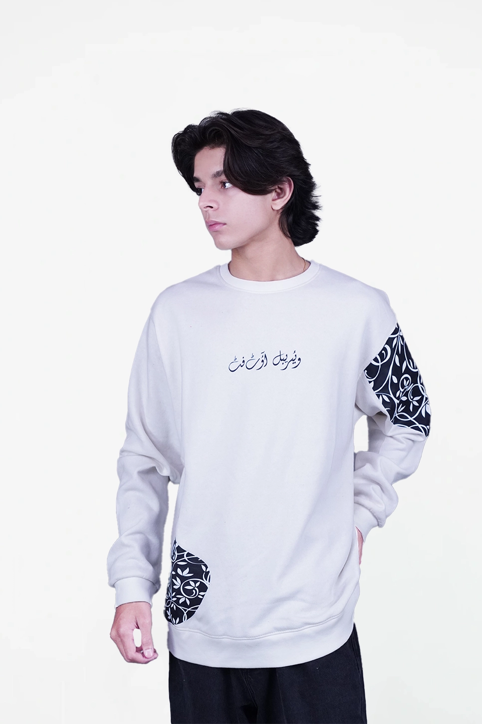 floral white sweatshirt