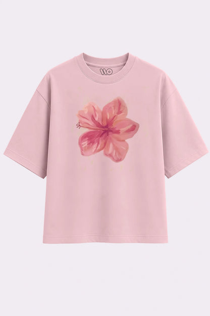 Pink Flower Graphic Oversized T-Shirt