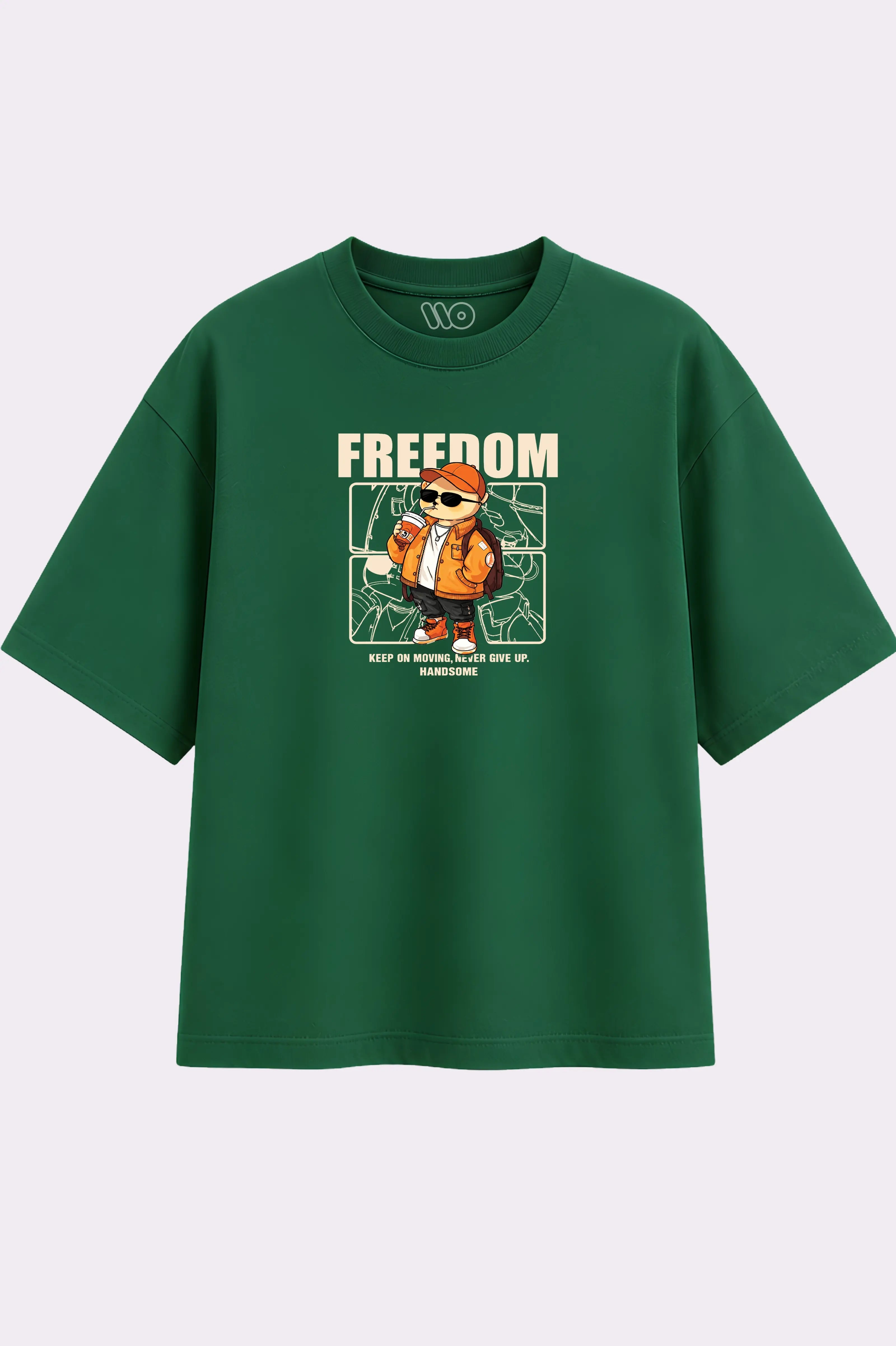 Freedom Bear Graphic Green T-Shirt