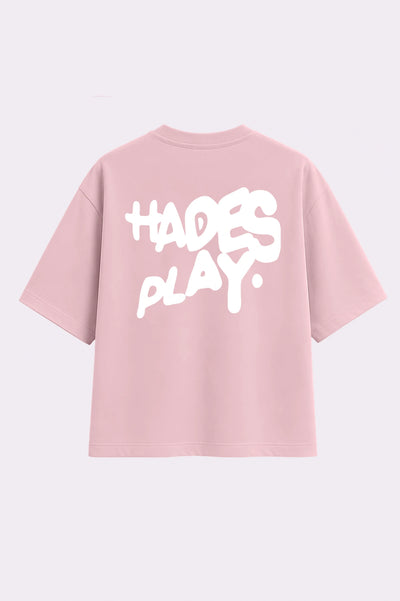 Pink Hades Play Printed Oversized T-Shirt
