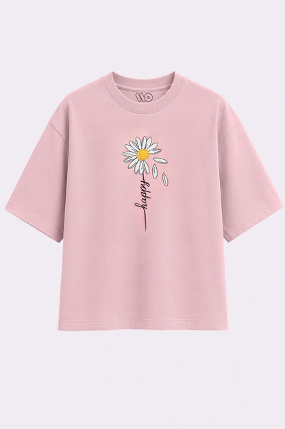 Happy Flower Print Pink T-Shirt