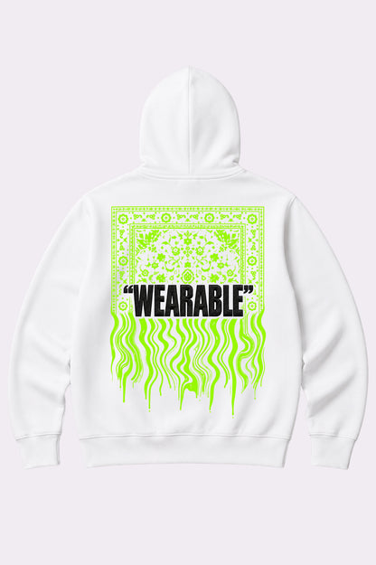 Wearable White Bandana Patchwork Hoodie