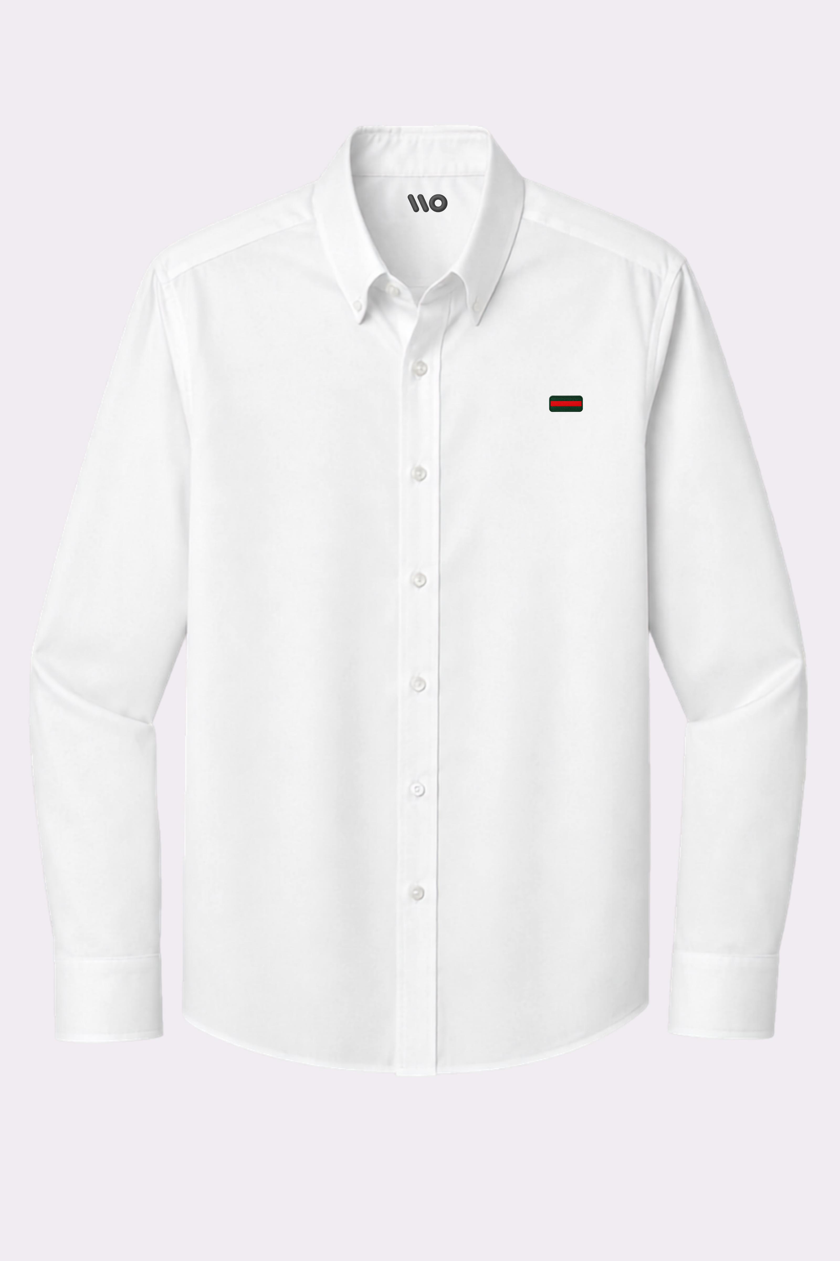 Men's White Signature Web Stripe Embroidered Shirt