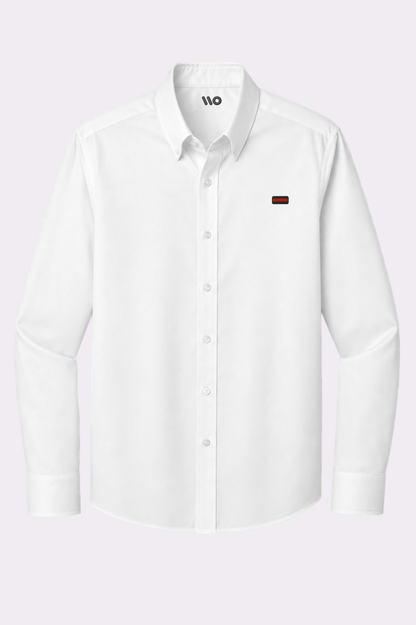 Men's White Signature Web Stripe Embroidered Shirt