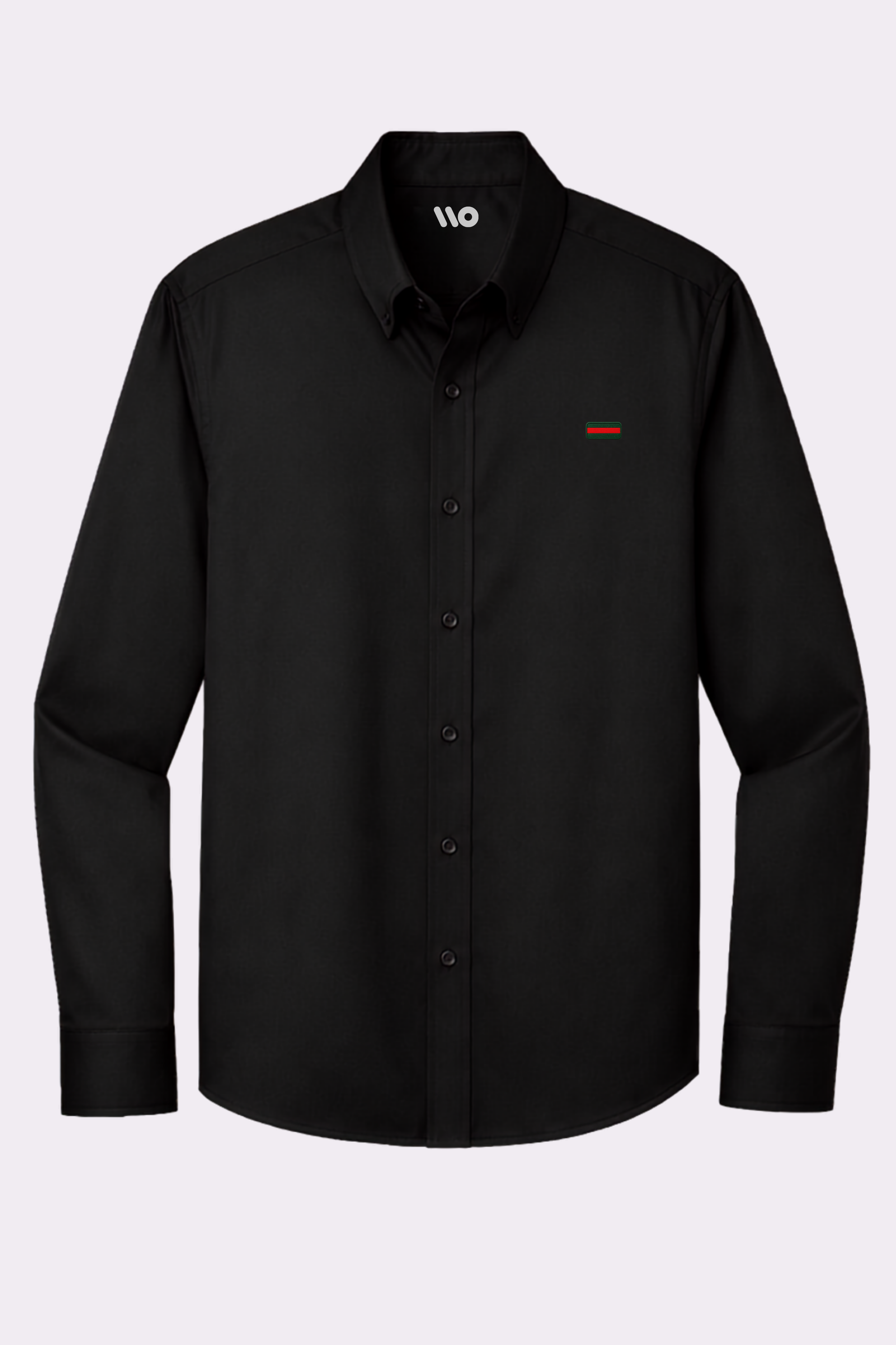 Men's Black Button-Down Shirt with Web Stripe Detail