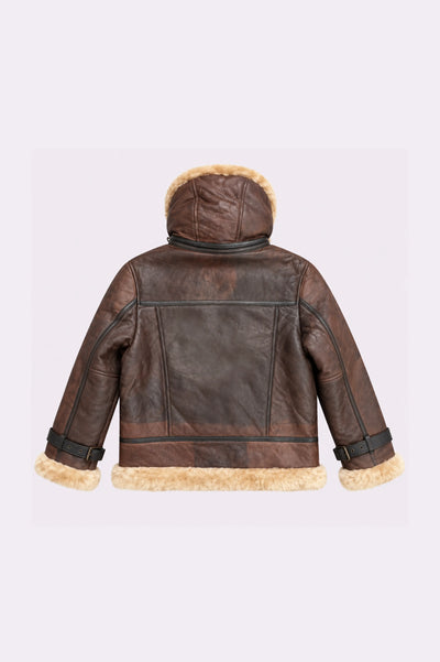 Brown Shearling Bomber Jacket - back view