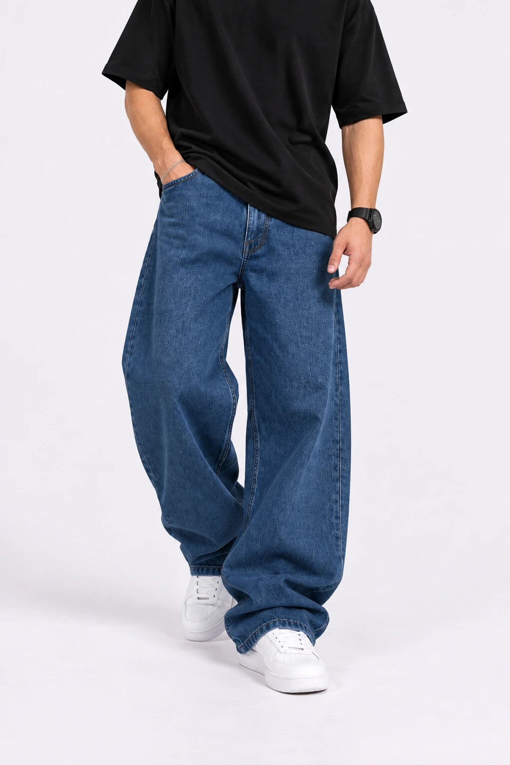 Blue Relaxed Straight Fit Jeans