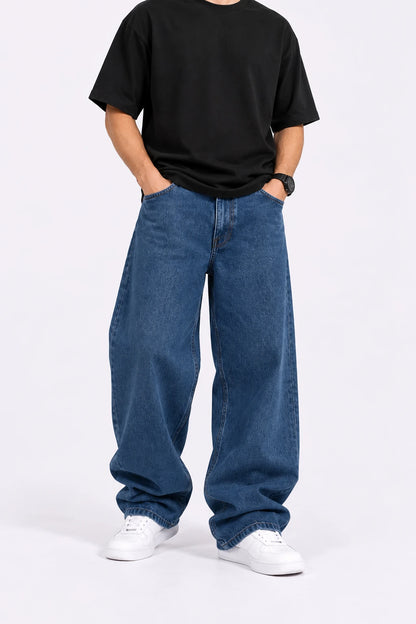 Blue Relaxed Straight Fit Jeans