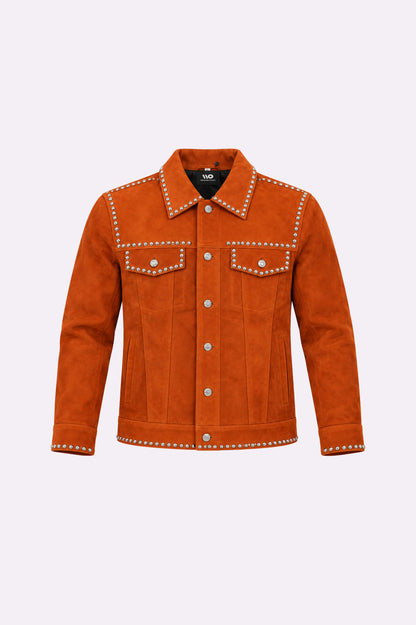 Studded Rebit Suede Trucker Jacket
