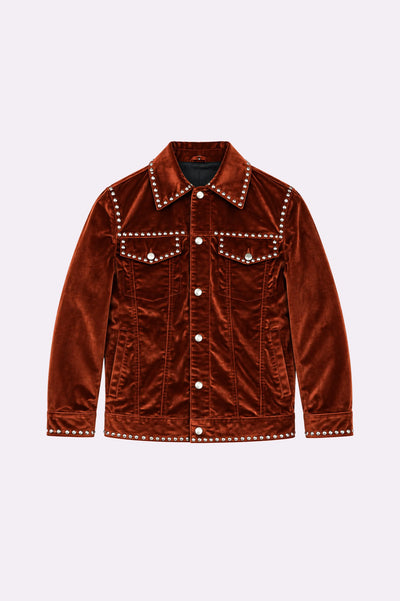 Velvet Studded Trucker Jacket