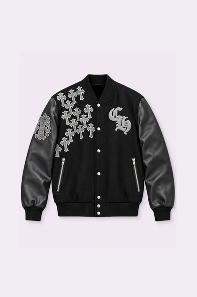Black Wool Varsity jacket