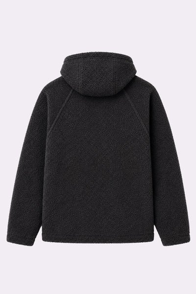Black Sherpa Fleece Raglan Hoodie