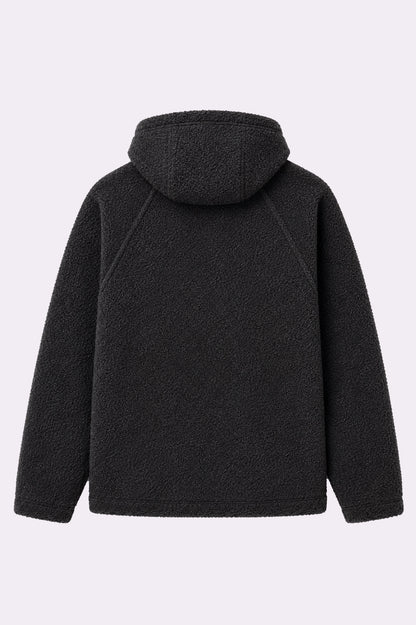 Black Sherpa Fleece Raglan Hoodie