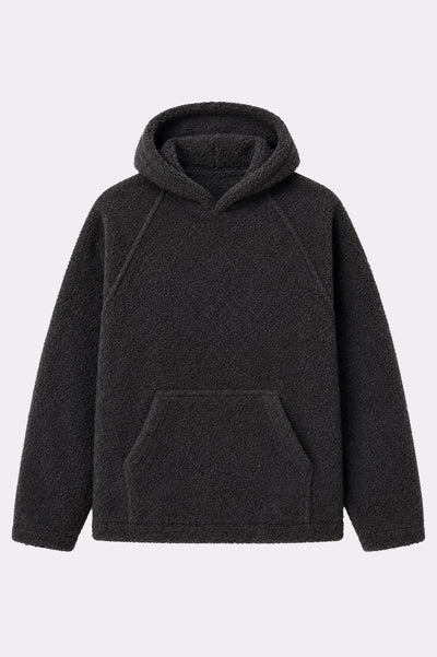 Black Sherpa Fleece Raglan Hoodie