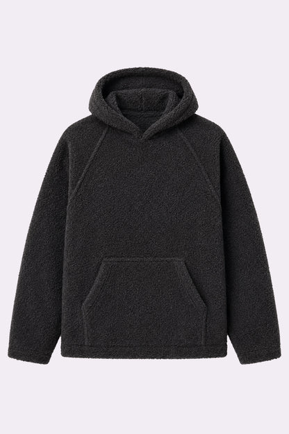 Black Sherpa Fleece Raglan Hoodie