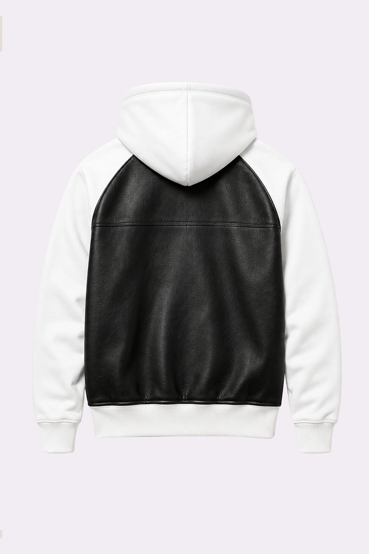Black & White Two-Tone Leather Hoodie