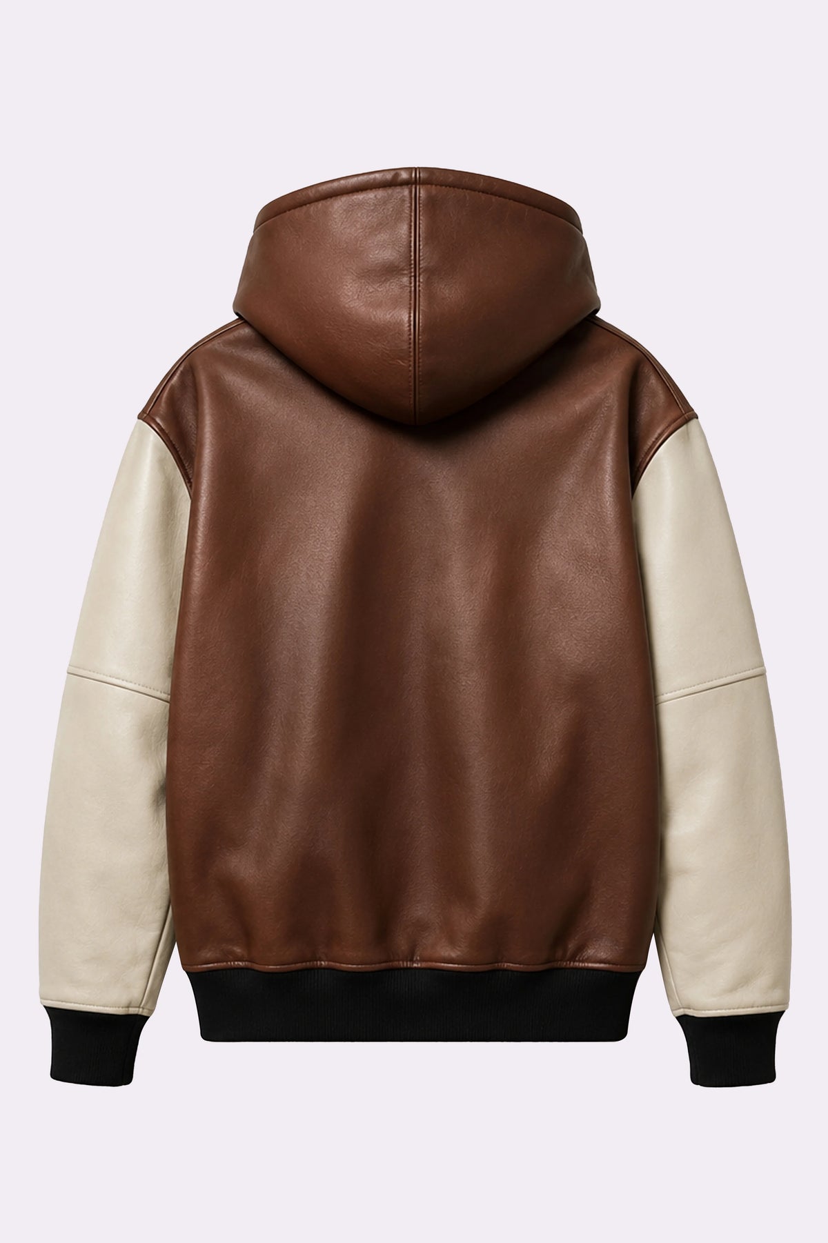Brown Real Lambskin Leather Hoodie