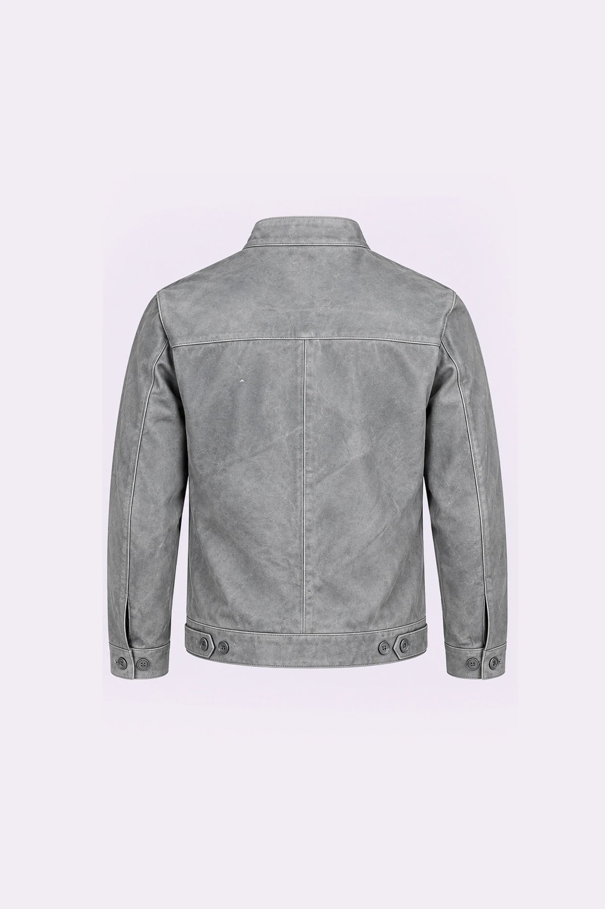 Grey Leather Biker Jacket