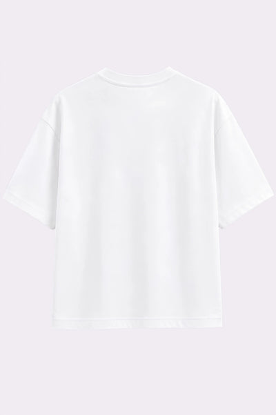 Wearable Printed White Embroidered T-Shirt