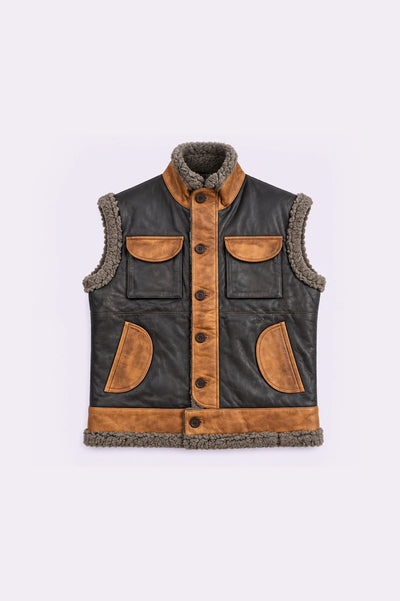 Real Leather Fur Jacket - front view