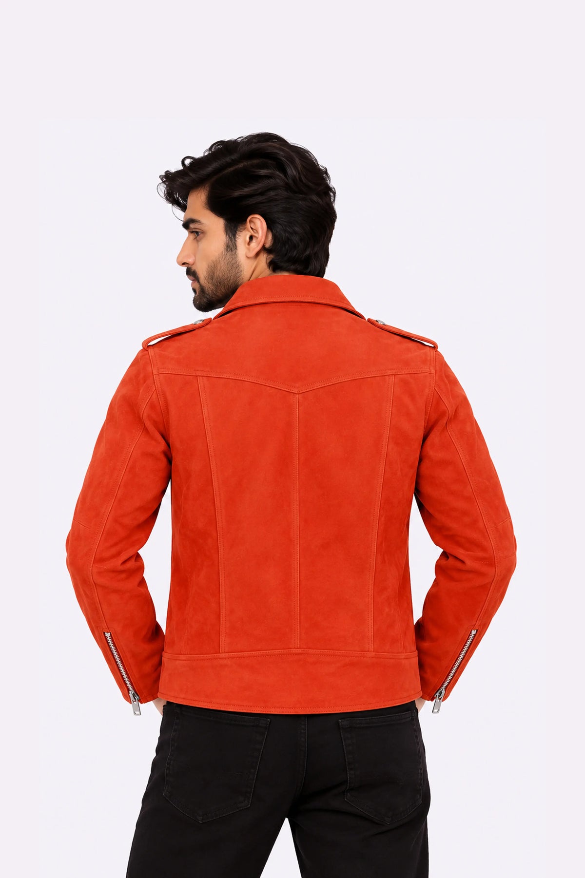 Real Red Suede Biker Jacket