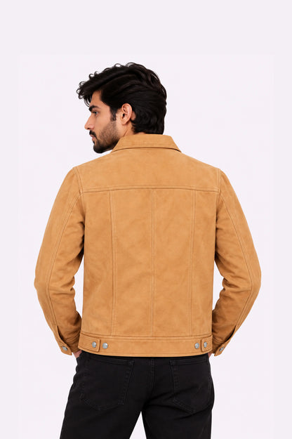Real Suede Leather Trucker Jacket