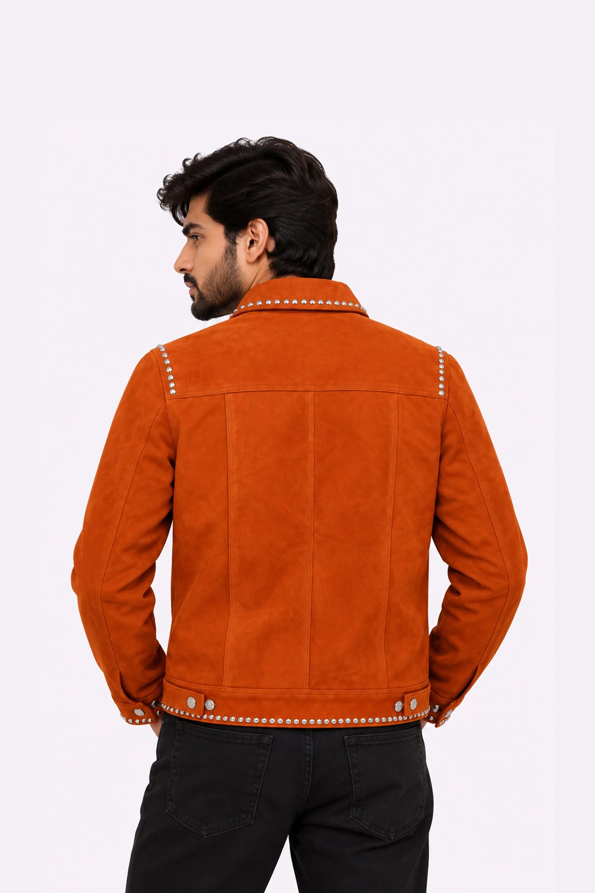 Studded Real Suede Trucker Jacket