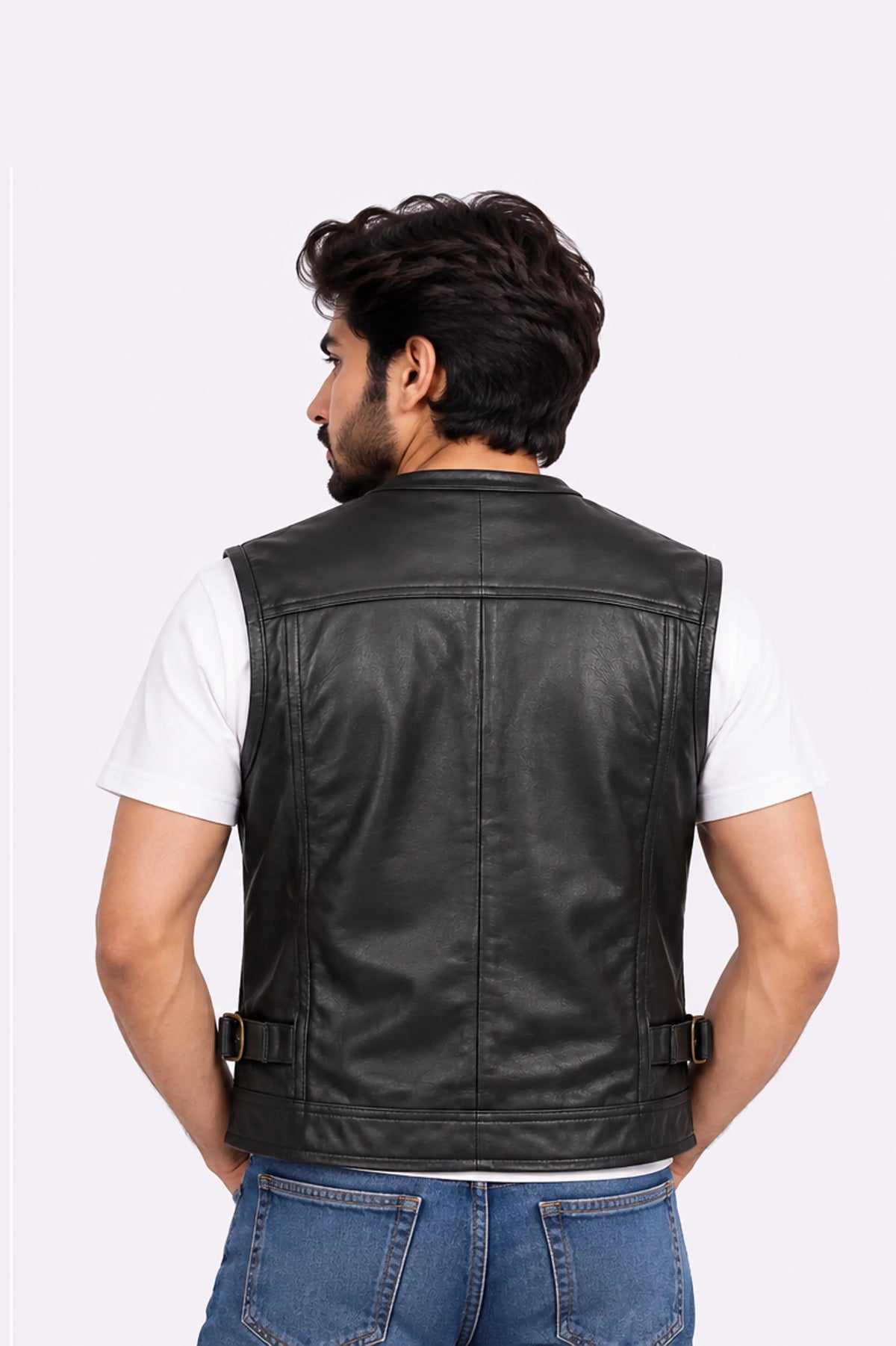 Black Real Leather Vest