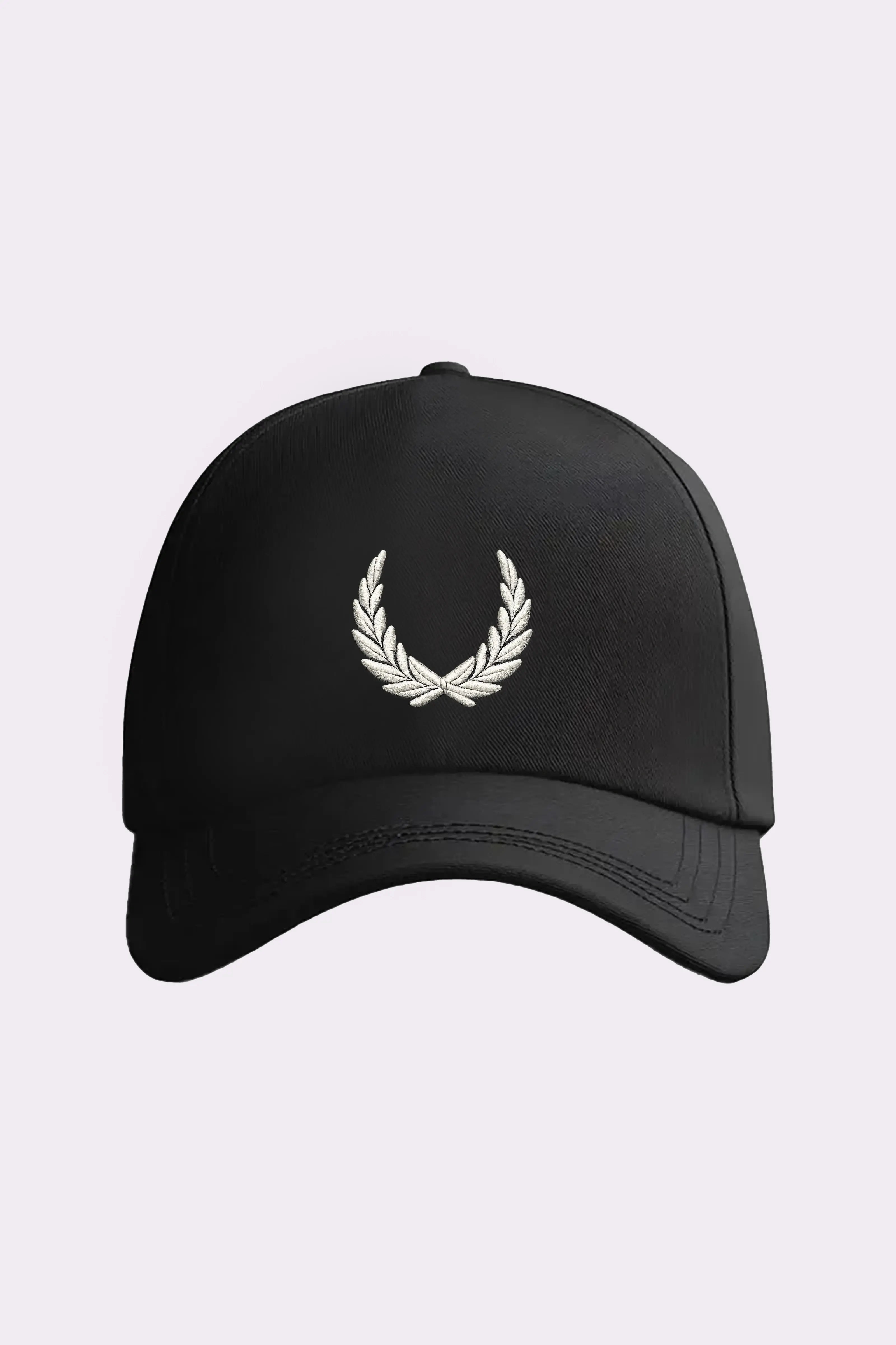 Black Laurel Wreath Embroidered Cap