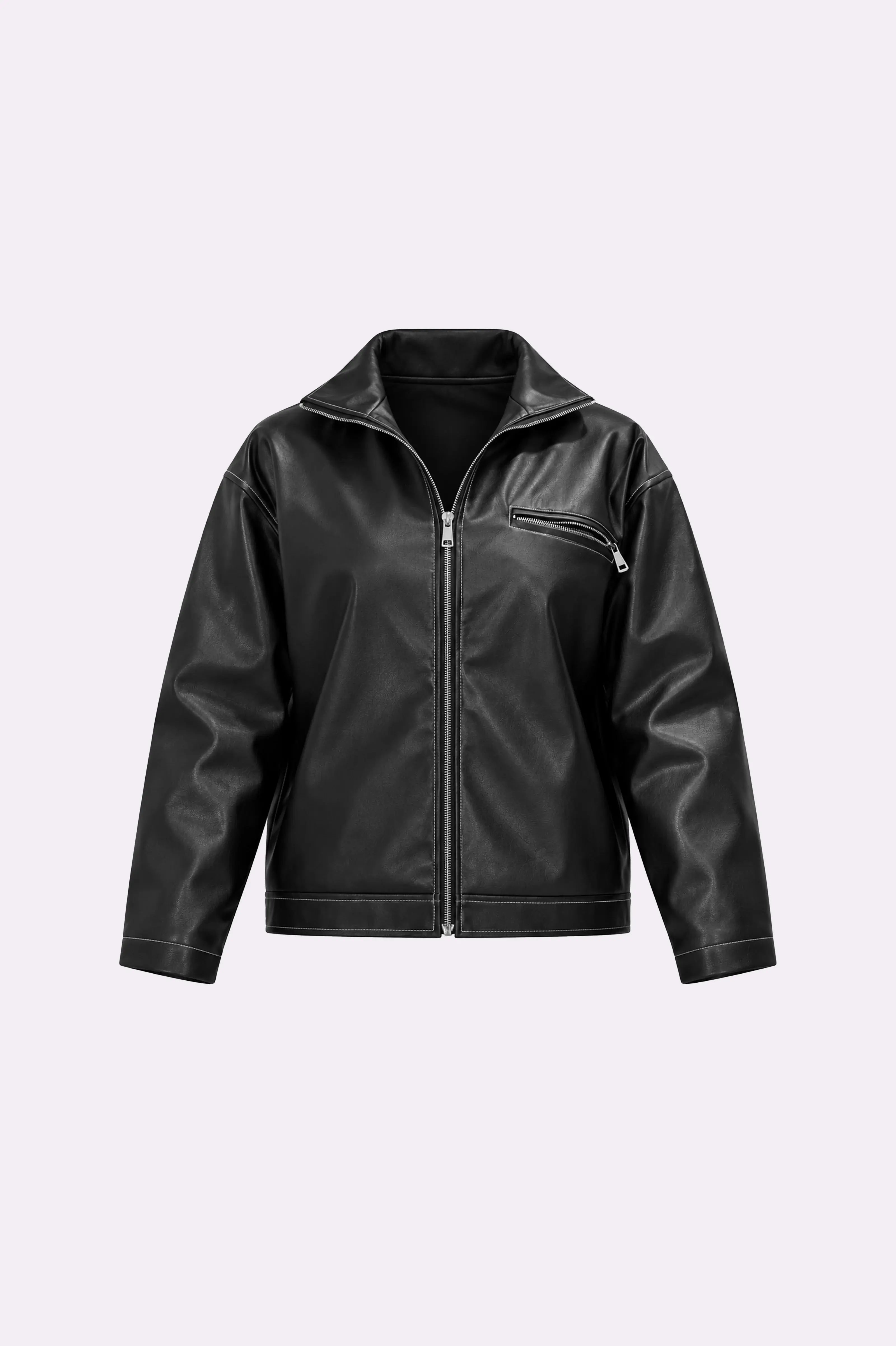 Oversized Black Biker Jacket