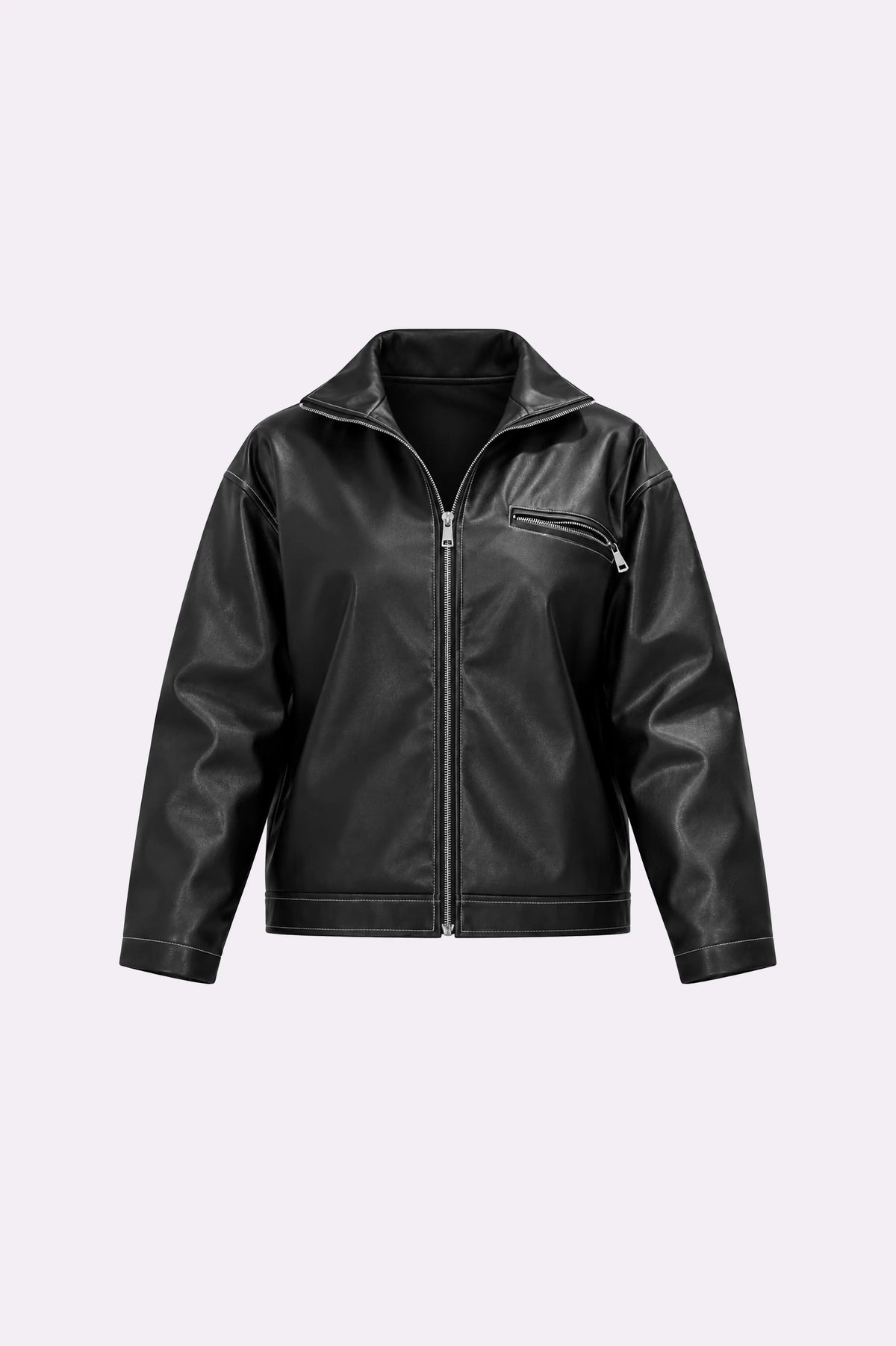 Oversized Black Biker Jacket