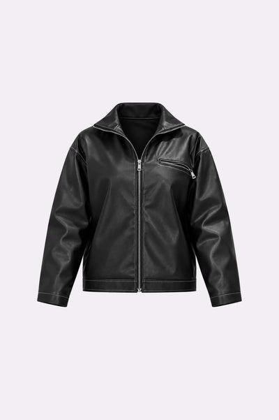 Oversized Black Biker Jacket