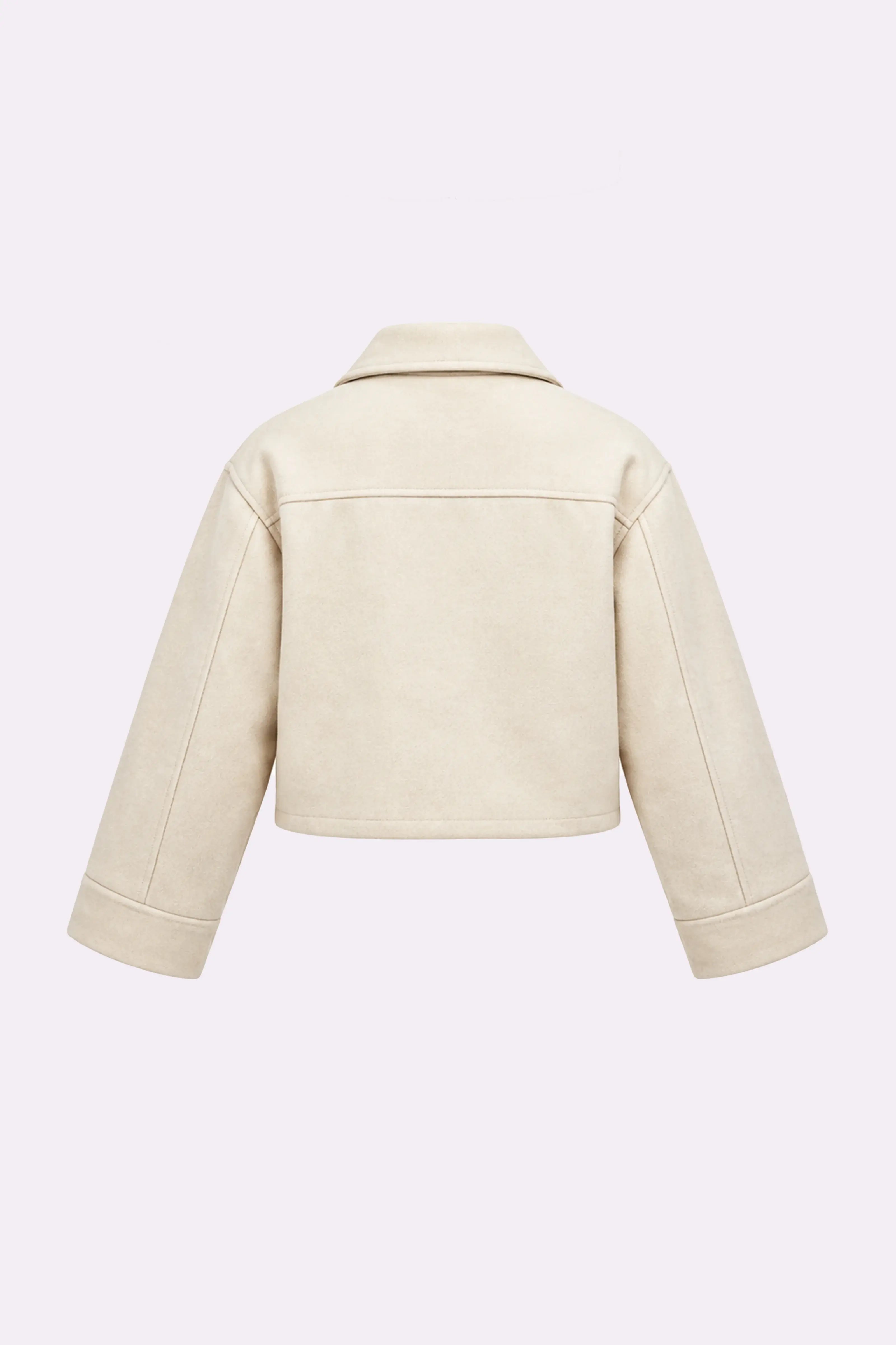Beige Zip-Up Collared Jacket