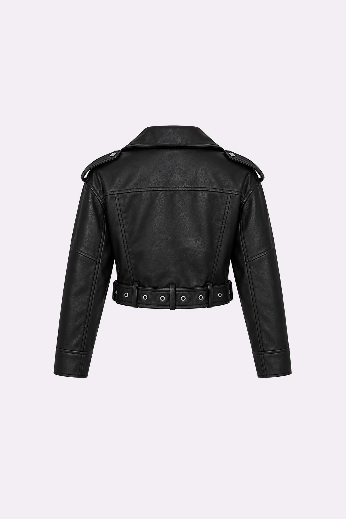 Black Belted Zip-Up Biker Jacket