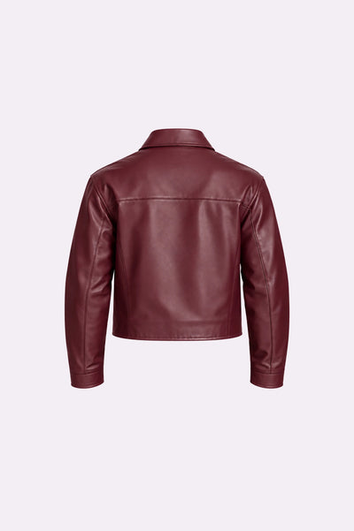 Unisex Burgundy Leather Jacket