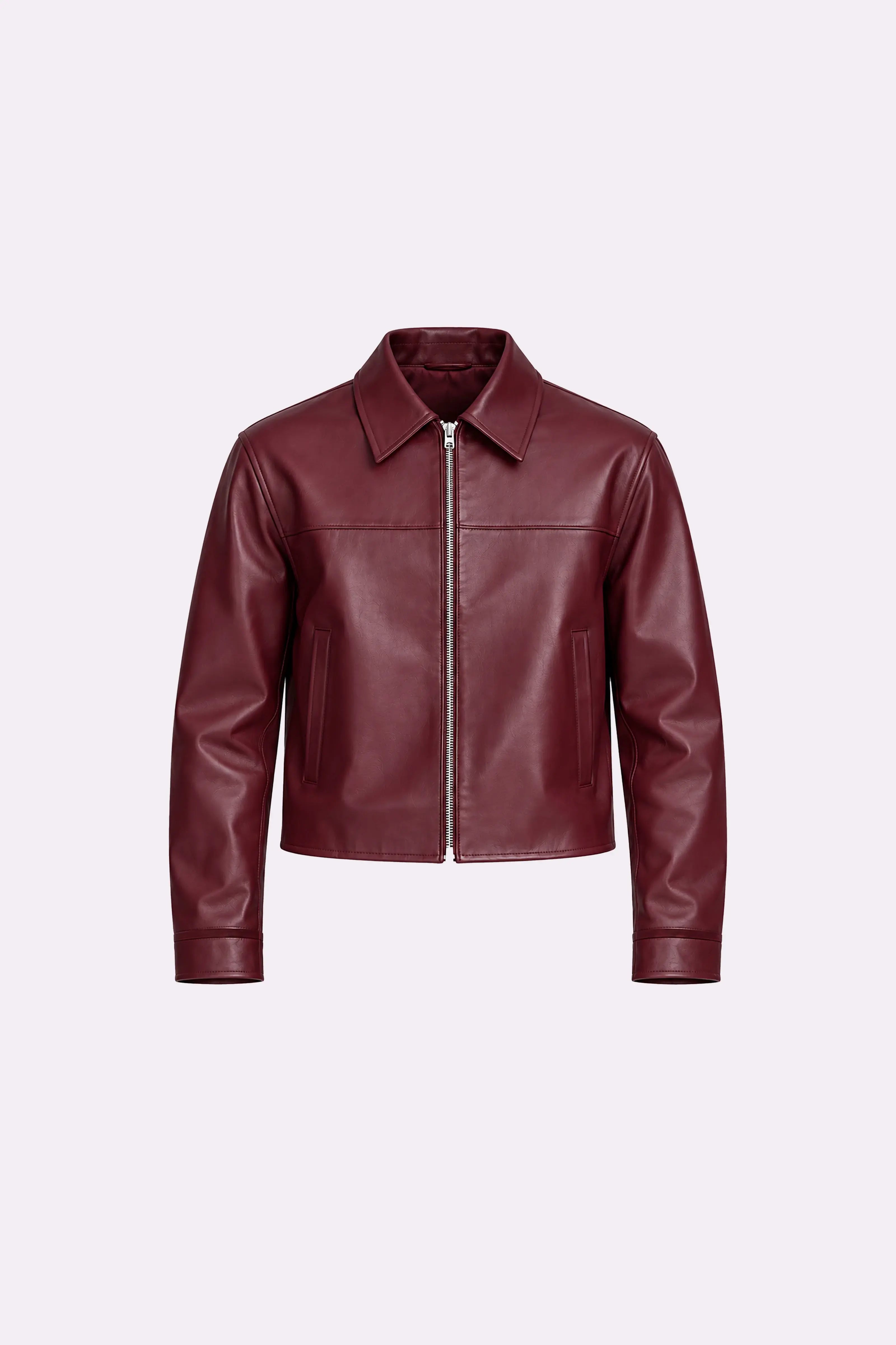 Unisex Burgundy Leather Jacket