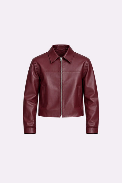 Unisex Burgundy Leather Jacket