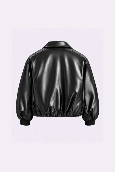 Unisex Padded Faux Leather Bomber Jacket