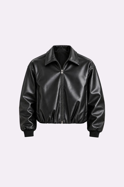 Unisex Padded Faux Leather Bomber Jacket