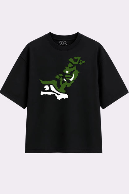 Pakistan Map Black Graphic T-Shirt