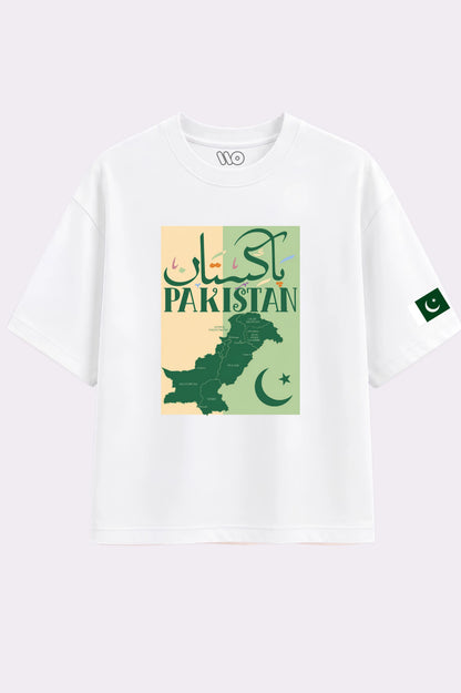 Pakistan Map Graphic Oversized T-Shirt